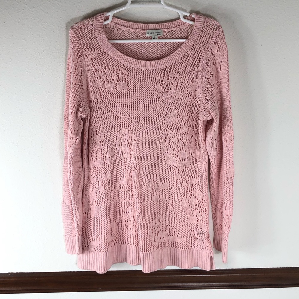 Studio Works Open Knit floral sweater size 1X